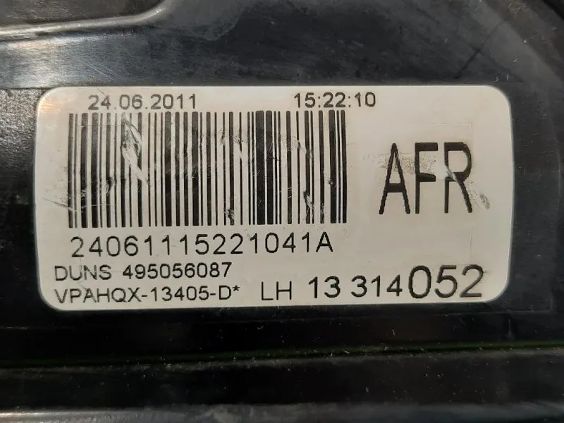 Fanale POST SX 13314052 Opel Astra J 2012