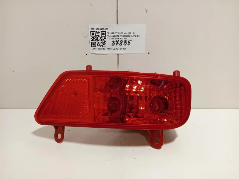 Fanale Retronebbia POST DX 9685463580 Peugeot 3008 II 2016