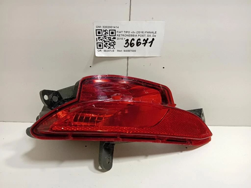 Fanale Retronebbia POST SX 3202001414 Fiat TIPO II 2016