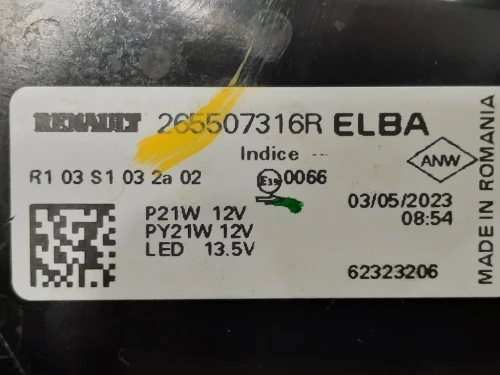 Fanale POST DX 265507316R Dacia Duster II 2018