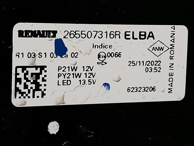 Fanale POST DX 265507316R Dacia Duster II 2021