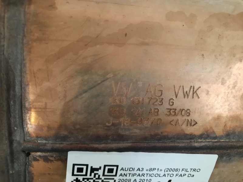 Filtro Antiparticolato FAP 1K0131723G Audi A3 8P1 2008