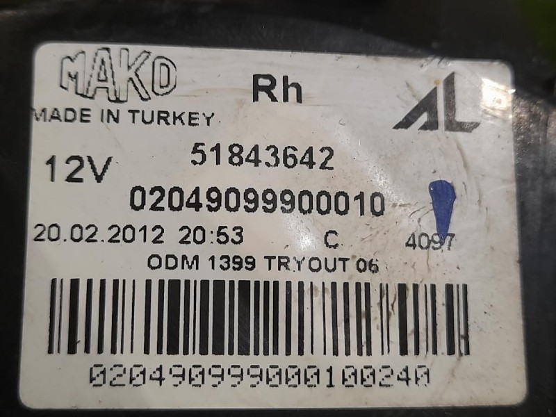 Fanale POST DX 51843642 Fiat Panda III 2012