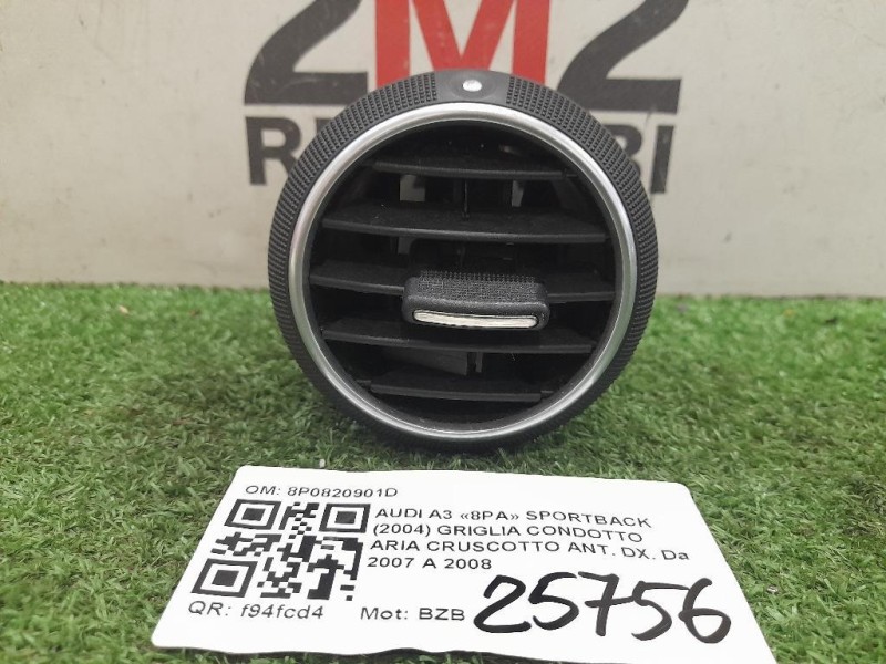 Griglia Condotto ARIA Cruscotto ANT DX 8P0820901D Audi A3 8PA Sportback 2004