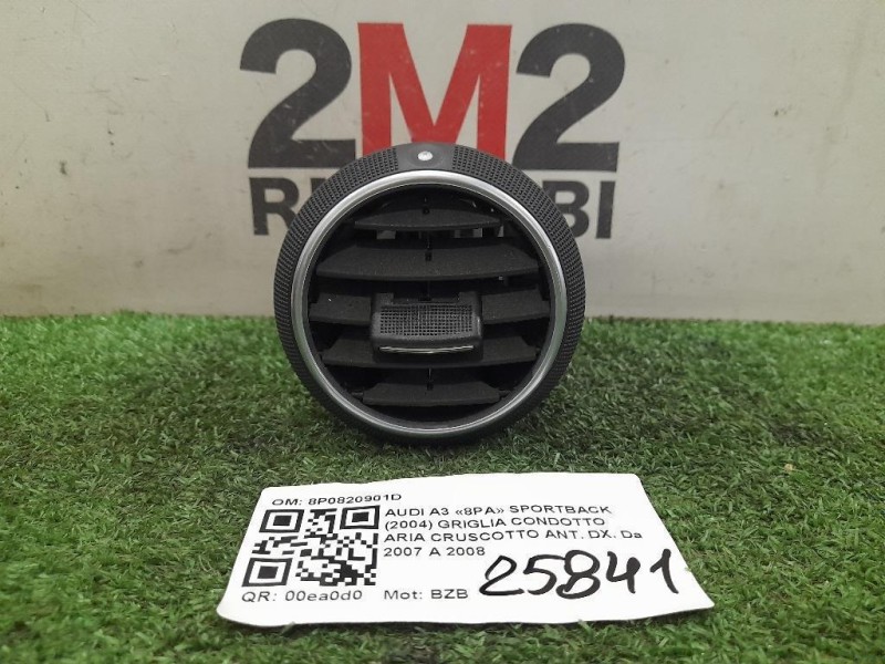 Griglia Condotto ARIA Cruscotto ANT DX 8P0820901D Audi A3 8PA Sportback 2004