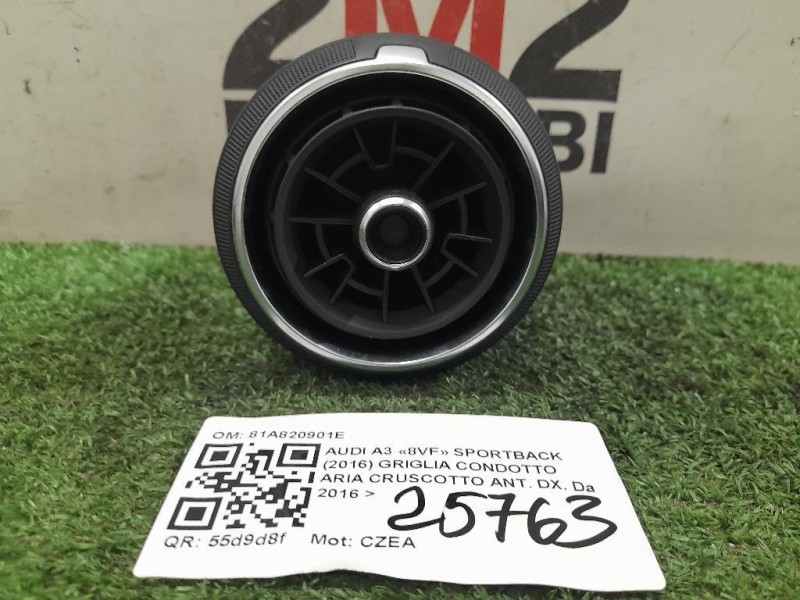 Griglia Condotto ARIA Cruscotto ANT DX 81A820901E Audi A3 8VF Sportback 2016