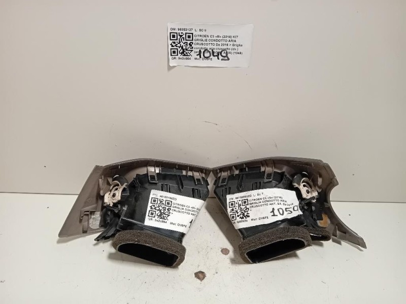 Griglia Condotto ARIA Cruscotto ANT DX 96853127 Citroen C3 III 2016