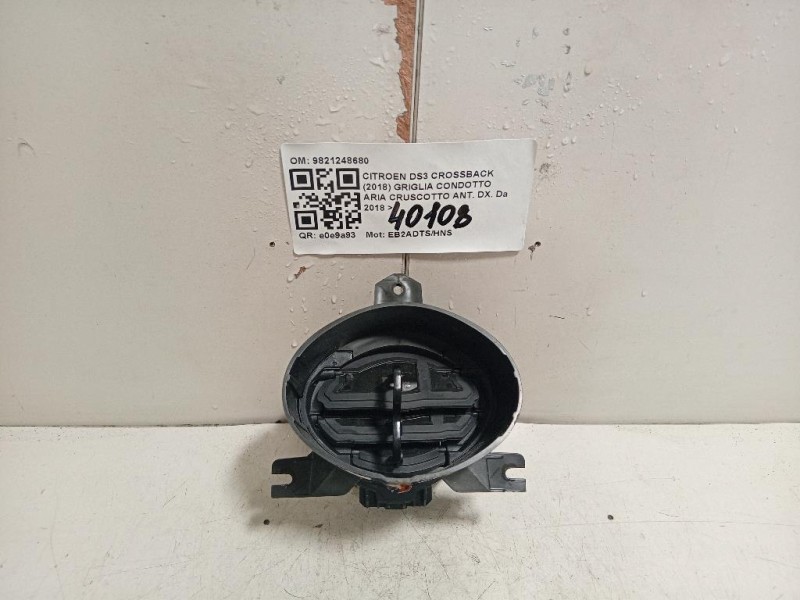 Griglia Condotto ARIA Cruscotto ANT DX 9821248680 Citroen DS3 Crossback 2018