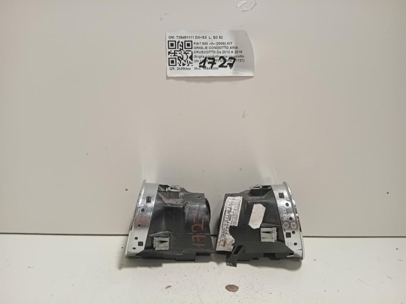 Griglia Condotto ARIA Cruscotto ANT DX 735451111 Fiat 500 II 2008