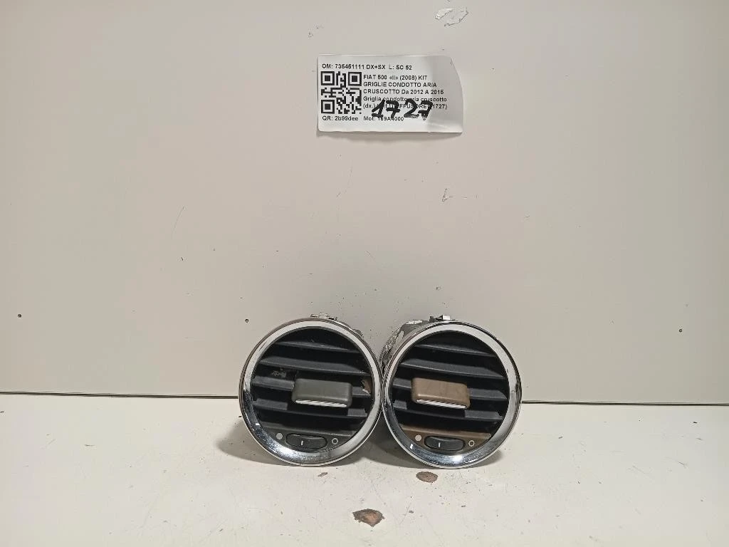 Griglia Condotto ARIA Cruscotto ANT DX 735451111 Fiat 500 II 2008