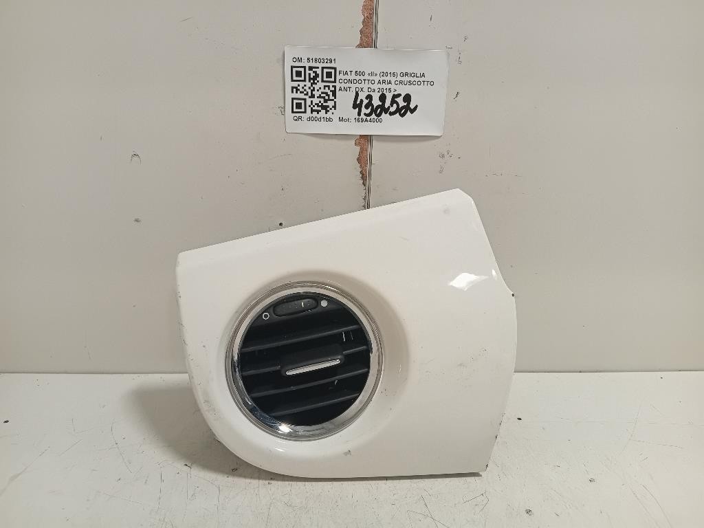 Griglia Condotto ARIA Cruscotto ANT DX 51803291 Fiat 500 II 2015