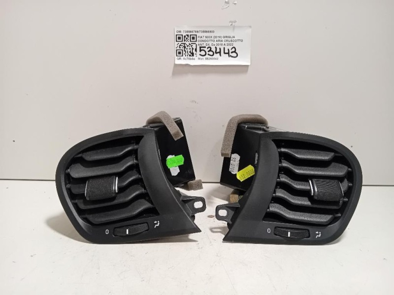 Griglia Condotto ARIA Cruscotto ANT DX 735566799735566800 Fiat 500X 2018