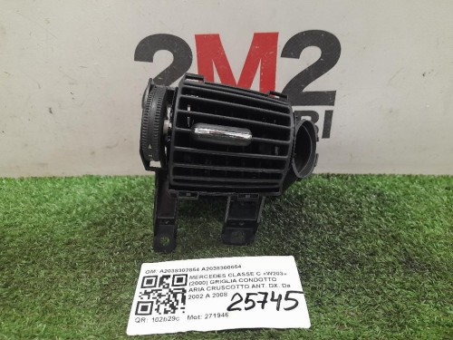 Griglia Condotto ARIA Cruscotto ANT DX A2038302854 A2038300654 Mercedes Classe C W203 2000