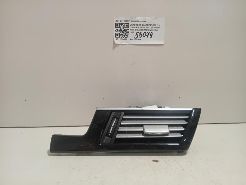 Griglia Condotto ARIA Cruscotto ANT DX A2128303454 Mercedes Classe E W212 2009