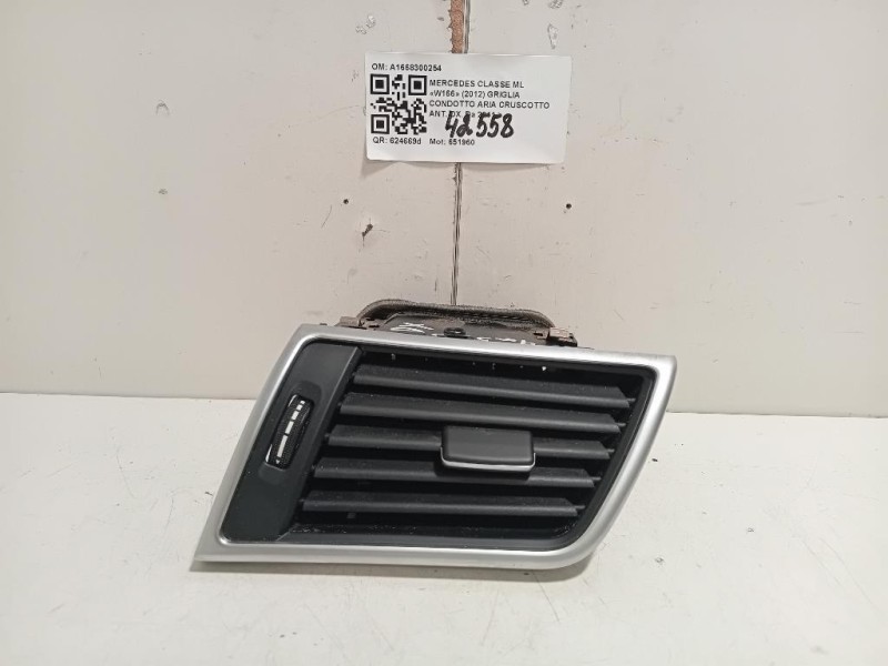 Griglia Condotto ARIA Cruscotto ANT DX A1668300254 Mercedes Classe ML W166 2012
