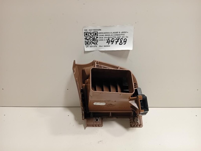 Griglia Condotto ARIA Cruscotto ANT DX A2218300254 Mercedes Classe S W221 2006