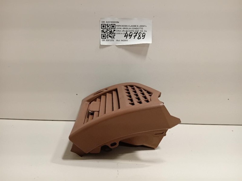 Griglia Condotto ARIA Cruscotto ANT DX A2218300254 Mercedes Classe S W221 2006