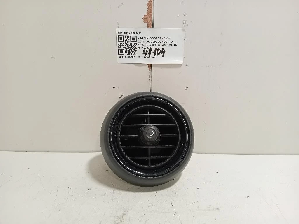 Griglia Condotto ARIA Cruscotto ANT DX 6422 9262413 Mini MINI Cooper F56 2014