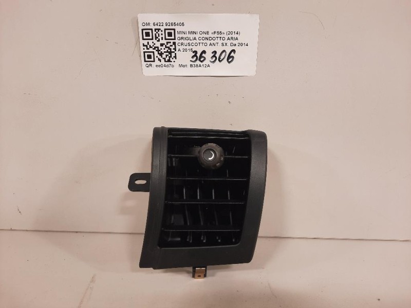 Griglia Condotto ARIA Cruscotto ANT DX 6422 9265405 Mini MINI ONE F55 2014
