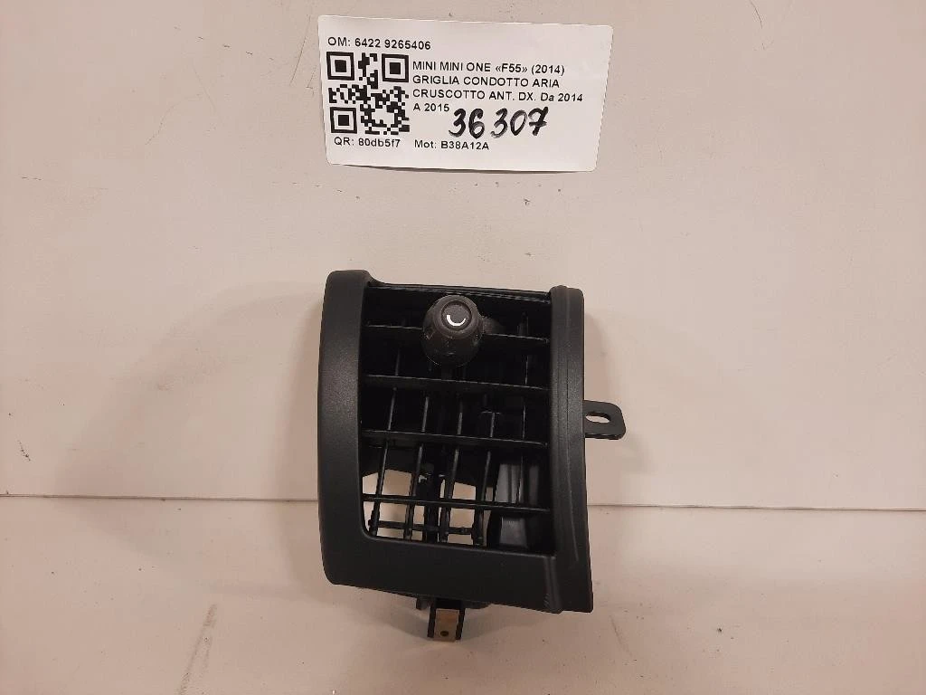 Griglia Condotto ARIA Cruscotto ANT DX 6422 9265406 Mini MINI ONE F55 2014