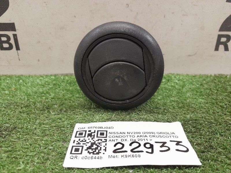 Griglia Condotto ARIA Cruscotto ANT DX 68760BJ04D Nissan Nv200 2009