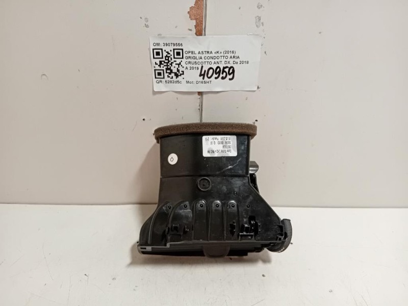 Griglia Condotto ARIA Cruscotto ANT DX 39079556 Opel Astra K 2016