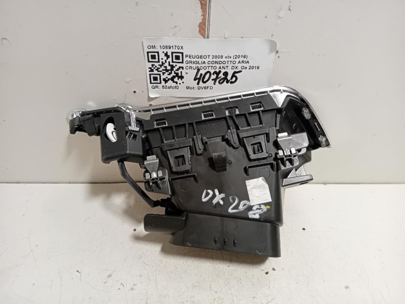 Griglia Condotto ARIA Cruscotto ANT DX 1089170X Peugeot 2008 I 2016