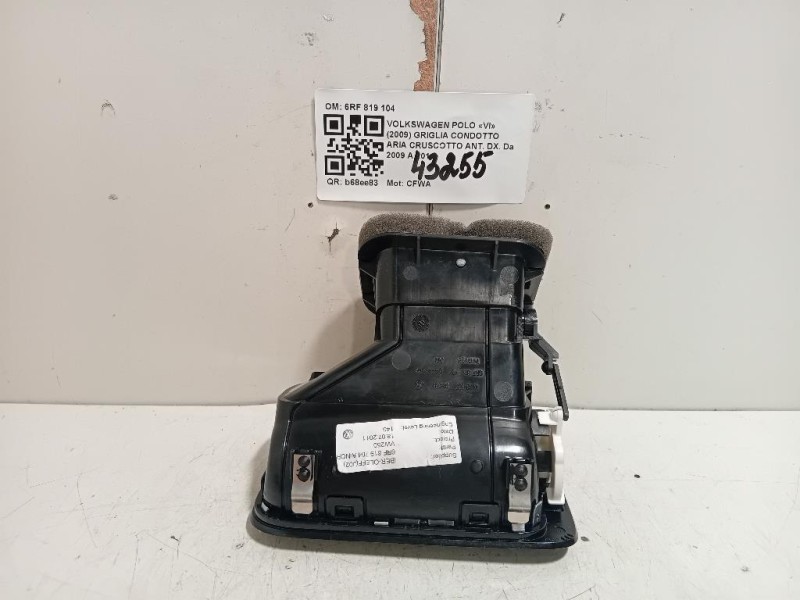 Griglia Condotto ARIA Cruscotto ANT DX 6RF 819 104 Volkswagen POLO VI 2009