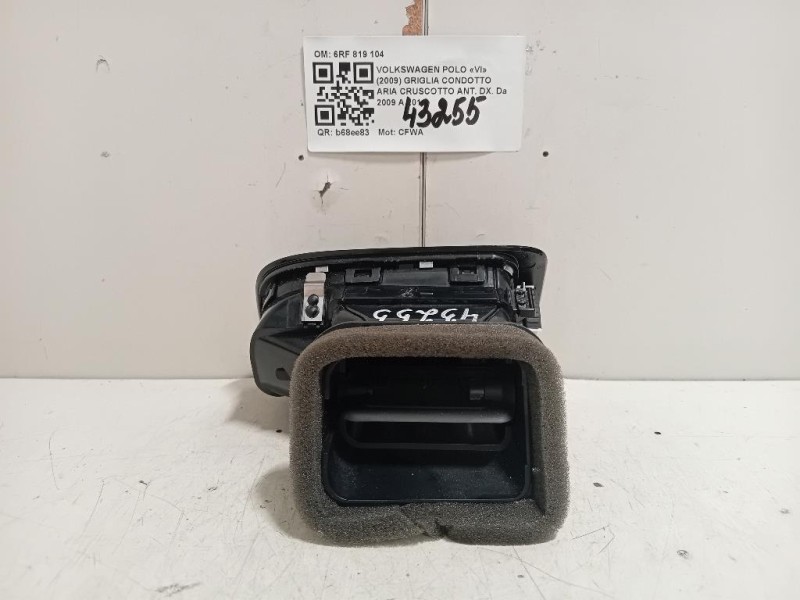 Griglia Condotto ARIA Cruscotto ANT DX 6RF 819 104 Volkswagen POLO VI 2009