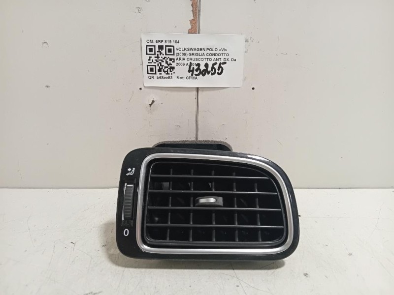Griglia Condotto ARIA Cruscotto ANT DX 6RF 819 104 Volkswagen POLO VI 2009