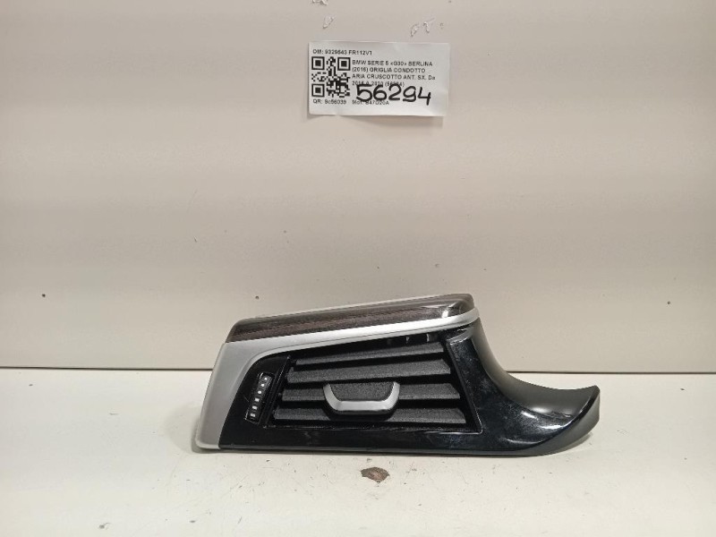 Griglia Condotto ARIA Cruscotto ANT SX 9329543 Bmw Serie 5 G30 Berlina 2016