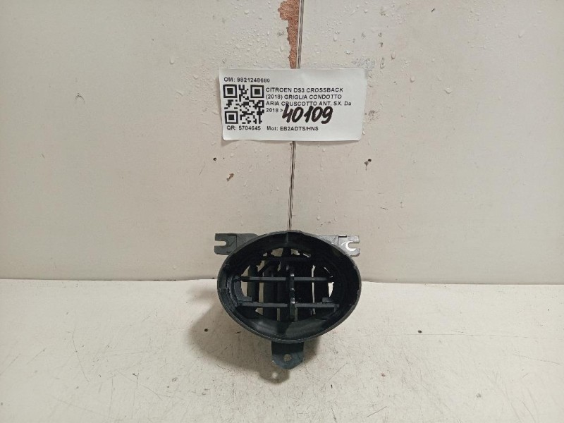 Griglia Condotto ARIA Cruscotto ANT SX 9821248680 Citroen DS3 Crossback 2018
