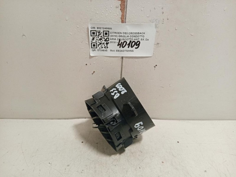 Griglia Condotto ARIA Cruscotto ANT SX 9821248680 Citroen DS3 Crossback 2018