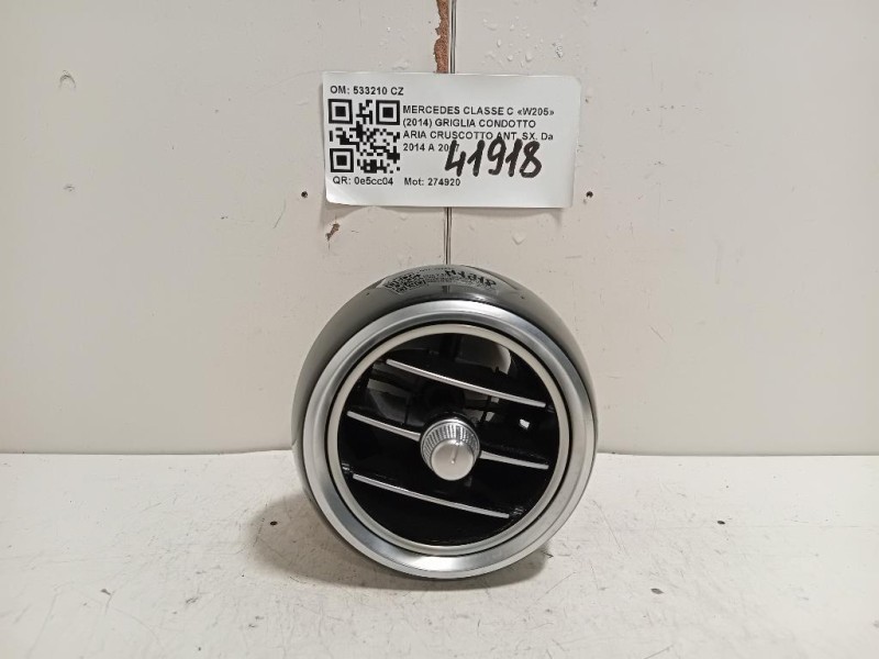 Griglia Condotto ARIA Cruscotto ANT SX 533210 CZ Mercedes Classe C W205 2014
