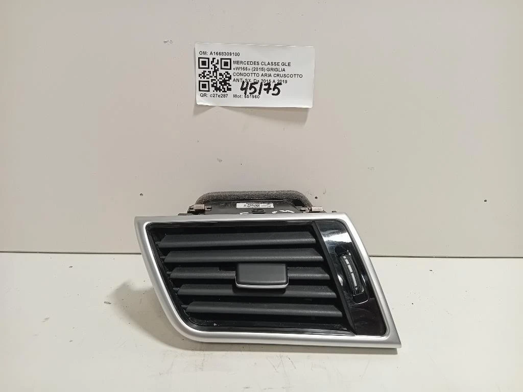 Griglia Condotto ARIA Cruscotto ANT SX A1668309100 Mercedes Classe GLE W166 2015