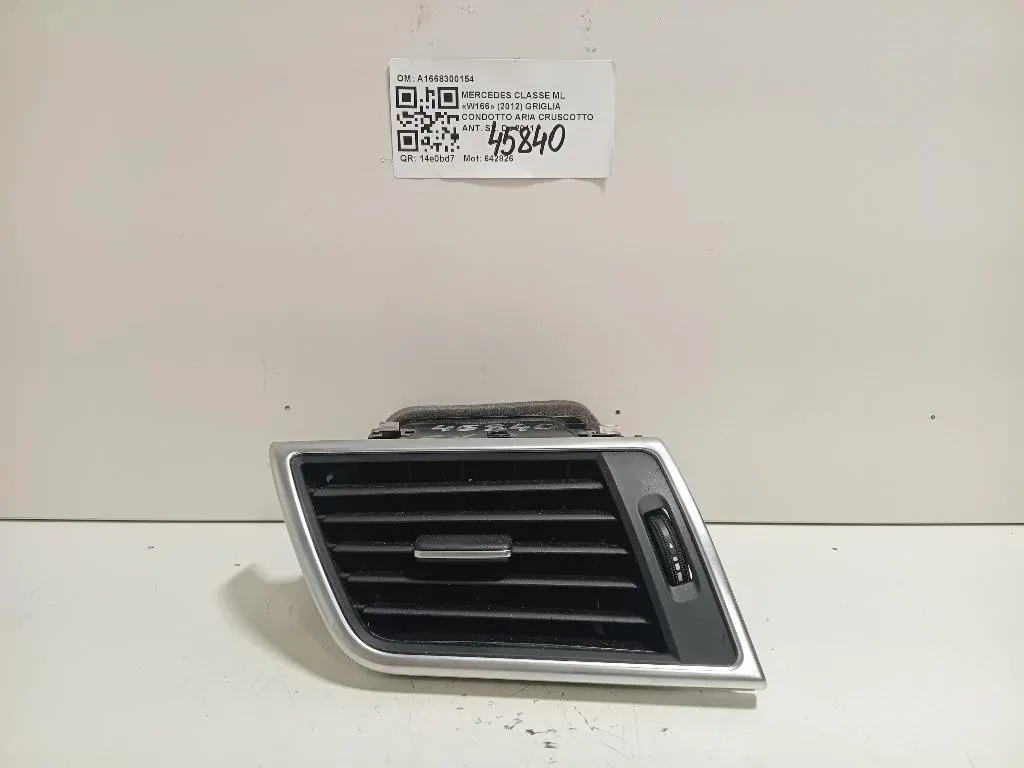Griglia Condotto ARIA Cruscotto ANT SX A1668300154 Mercedes Classe ML W166 2012