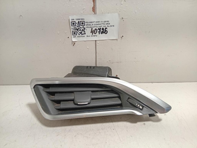 Griglia Condotto ARIA Cruscotto ANT SX 1089169X Peugeot 2008 I 2016