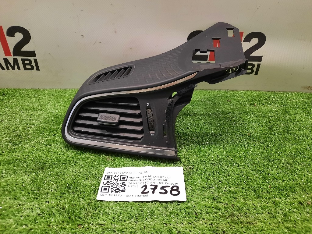 Griglia Condotto ARIA Cruscotto ANT SX 687617353R Renault Kadjar 2015