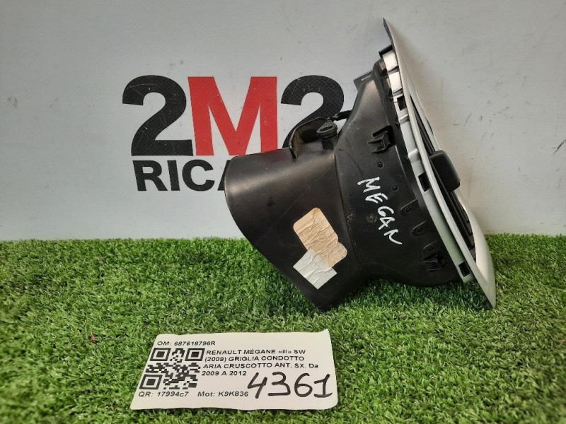 Griglia Condotto ARIA Cruscotto ANT SX 687618796R SX Renault Mégane III SW 2009