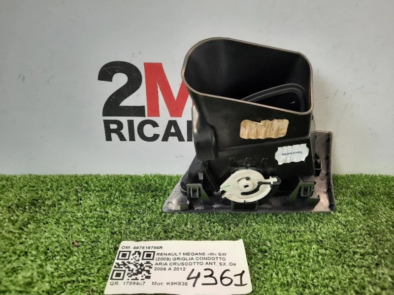 Griglia Condotto ARIA Cruscotto ANT SX 687618796R SX Renault Mégane III SW 2009