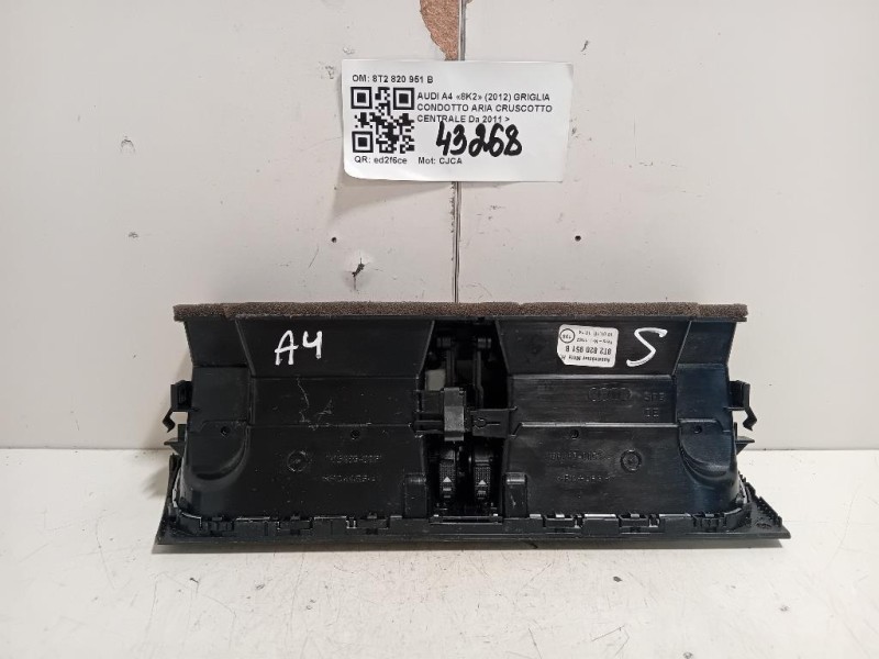 Griglia Condotto ARIA Cruscotto Centrale 8T2 820 951 B Audi A4 8K2 2012