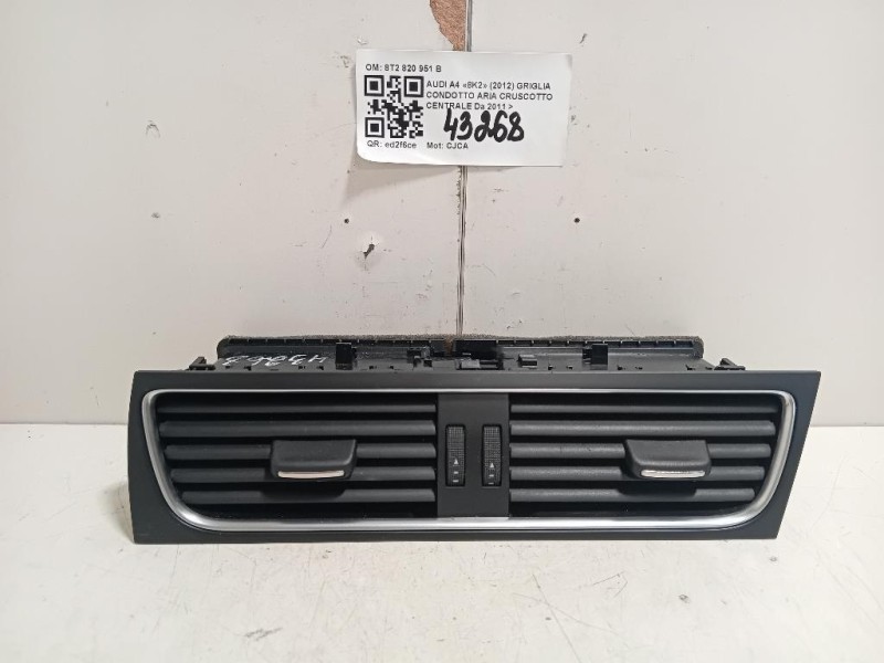Griglia Condotto ARIA Cruscotto Centrale 8T2 820 951 B Audi A4 8K2 2012
