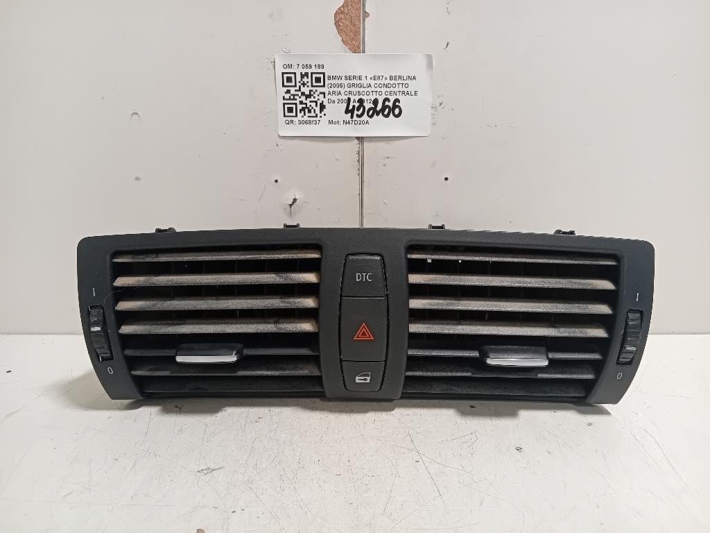 Griglia Condotto ARIA Cruscotto Centrale 7059189 Bmw Serie 1 E87 Berlina 2005