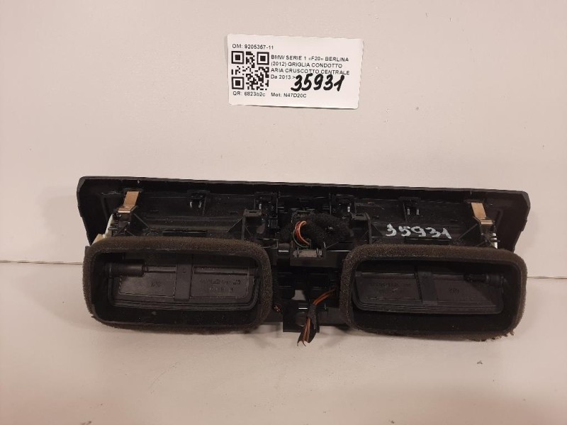 Griglia Condotto ARIA Cruscotto Centrale 9205357-11 Bmw Serie 1 F20 Berlina 2012