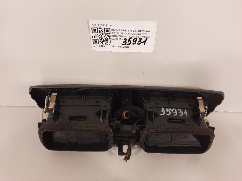 Griglia Condotto ARIA Cruscotto Centrale 9205357-11 Bmw Serie 1 F20 Berlina 2012