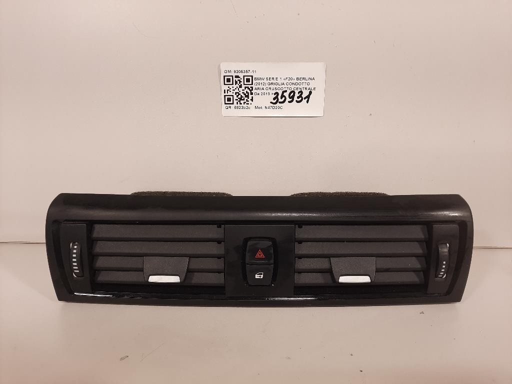 Griglia Condotto ARIA Cruscotto Centrale 9205357-11 Bmw Serie 1 F20 Berlina 2012