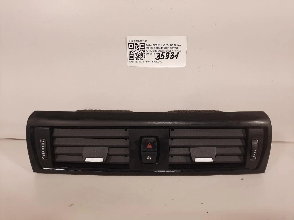 Griglia Condotto ARIA Cruscotto Centrale 9205357-11 Bmw Serie 1 F20 Berlina 2012