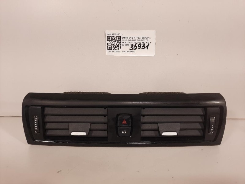 Griglia Condotto ARIA Cruscotto Centrale 9205357-11 Bmw Serie 1 F20 Berlina 2012