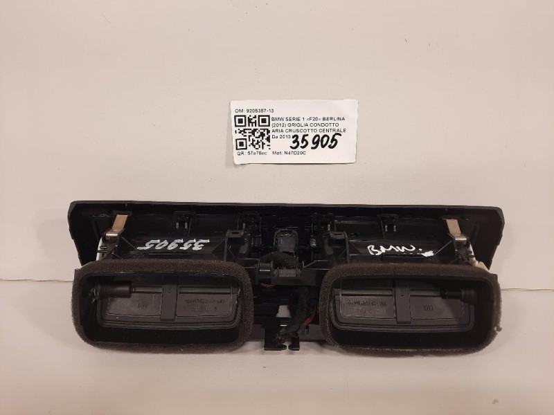 Griglia Condotto ARIA Cruscotto Centrale 9205357-13 Bmw Serie 1 F20 Berlina 2012