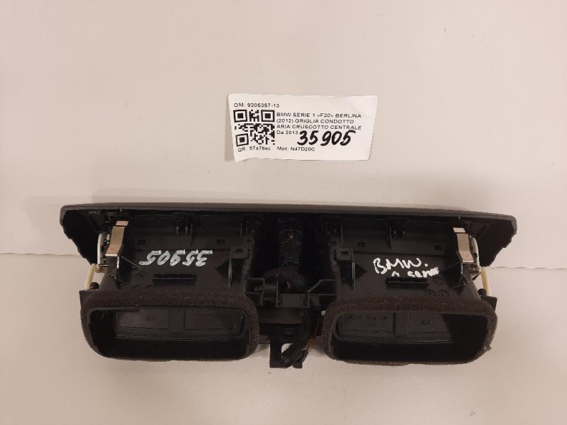 Griglia Condotto ARIA Cruscotto Centrale 9205357-13 Bmw Serie 1 F20 Berlina 2012